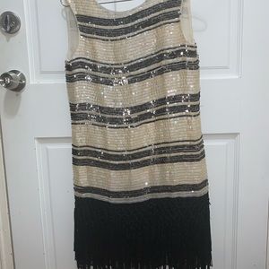 Zara embellished dress with fringe detail